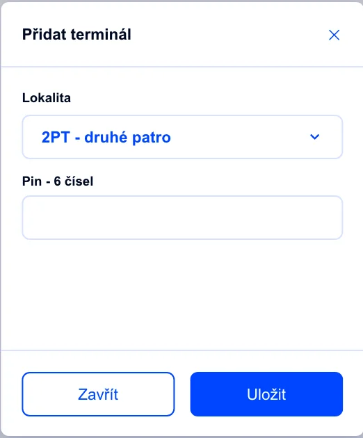 Dialog pro přidání docházkového terminálu