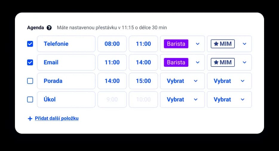 Úkoly rovnou u směny