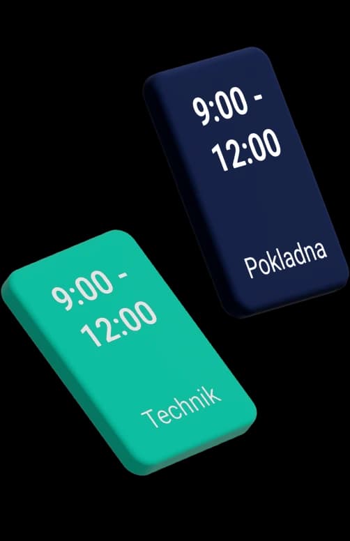 Illustration of a phone showing shift cards