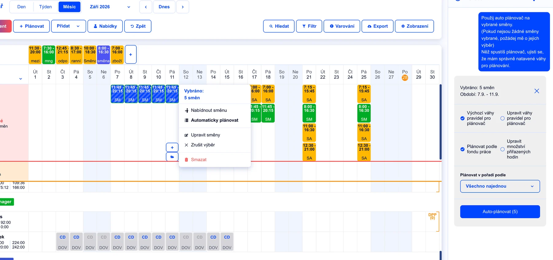 A schedule draft in one click